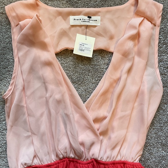 NWT Francesca’s “Peach Love California” Colorblock Dress in cream / red sz small - Picture 7 of 8